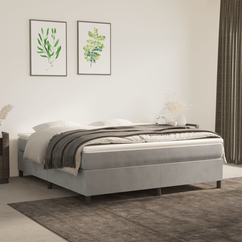 Boxspringbett Mit Matratze Samt Hellgrau