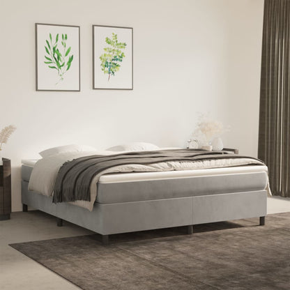 Boxspringbett Mit Matratze Samt Hellgrau