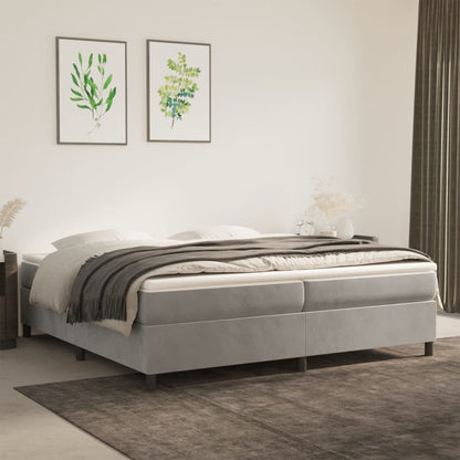 Boxspringbett Mit Matratze Samt Hellgrau