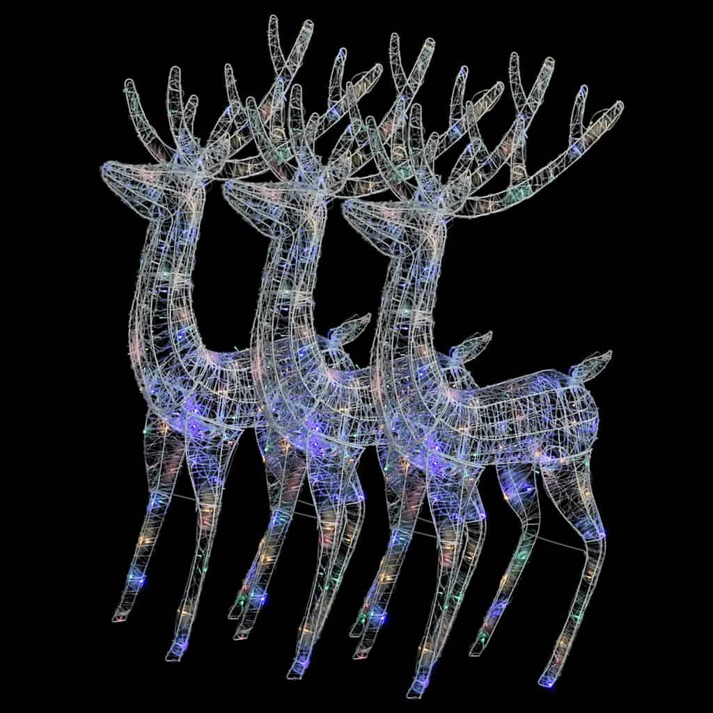 Xxl Rentiere Weihnachtsdekoration Acryl 250 Led 3 Stk. 180 Cm Mehrfarbig