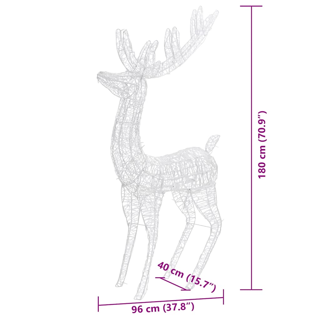 Xxl Rentiere Weihnachtsdekoration Acryl 250 Led 3 Stk. 180 Cm Mehrfarbig