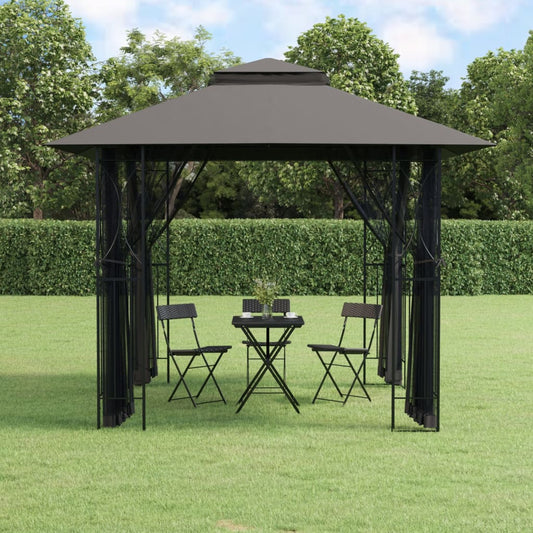 Pavillon Mit Seitenwänden Anthrazit Stahl