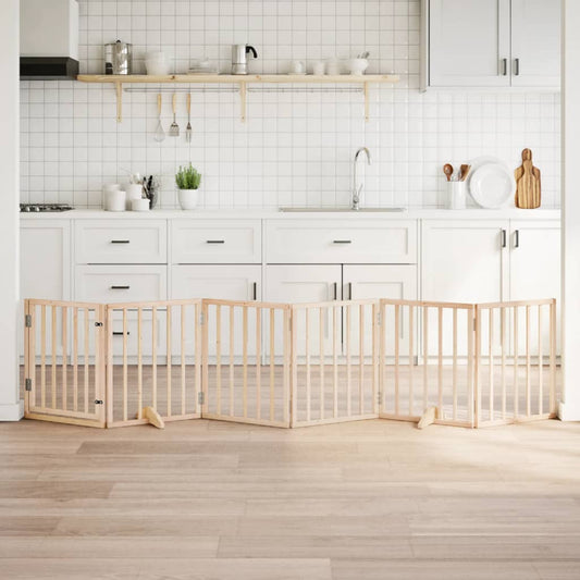 Hundegitter Mit Tür Faltbar 6 Paneele 300 Cm Pappelholz