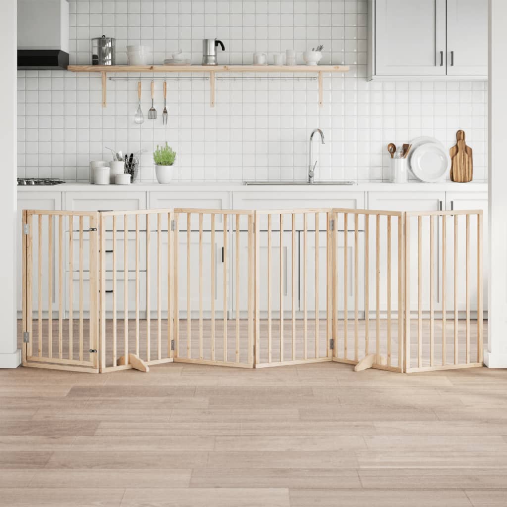 Hundegitter Mit Tür Faltbar 6 Paneele 300 Cm Pappelholz
