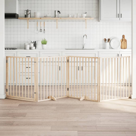 4-Tlg. Hundetor Mit Tür Faltbar 320 Cm Pappelholz