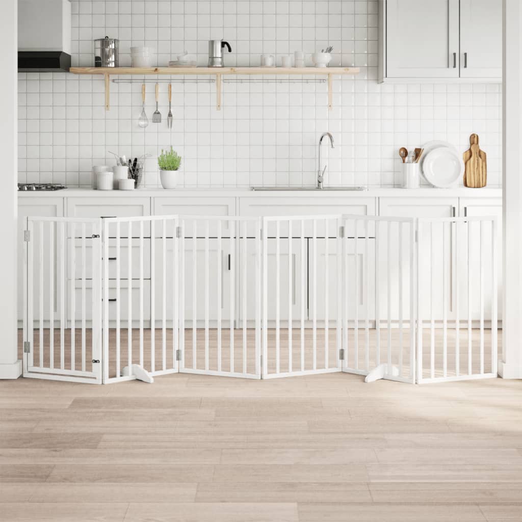 Hundegitter Mit Tür Faltbar 6 Paneele 300 Cm Pappelholz