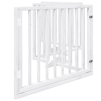 4-Tlg. Hundetor Mit Tür Faltbar 320 Cm Pappelholz