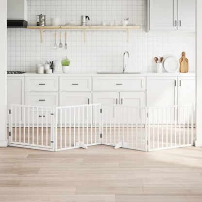 4-Tlg. Hundetor Mit Tür Faltbar 320 Cm Pappelholz