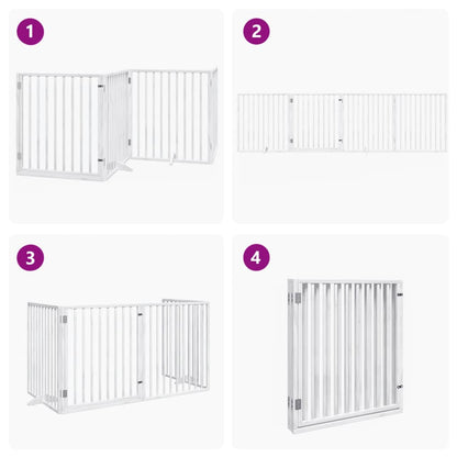 Hundegitter Mit Tür Faltbar 4 Paneele 320 Cm Pappelholz