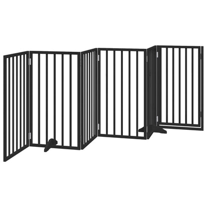 6-Tlg. Hundetor Mit Tür Faltbar 300 Cm Pappelholz