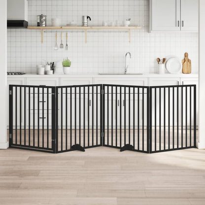 4-Tlg. Hundetor Mit Tür Faltbar 320 Cm Pappelholz