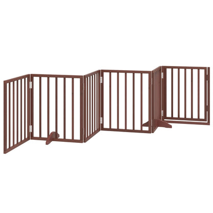 6-Tlg. Hundetor Mit Tür Faltbar 300 Cm Pappelholz