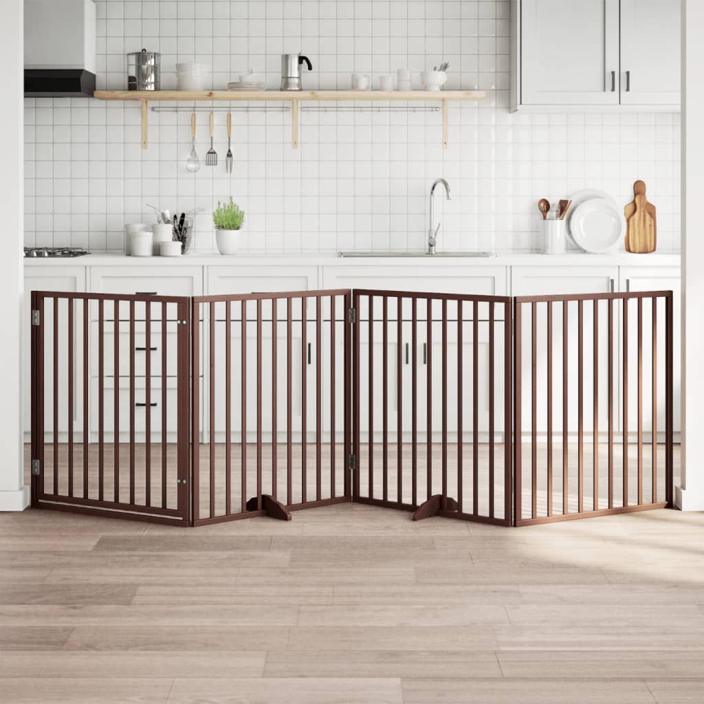 Hundegitter Mit Tür Faltbar 4 Paneele 320 Cm Pappelholz