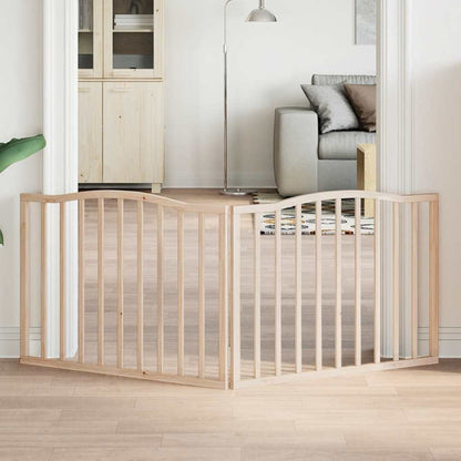 6-Tlg. Hundetor Mit Tür Faltbar 300 Cm Pappelholz