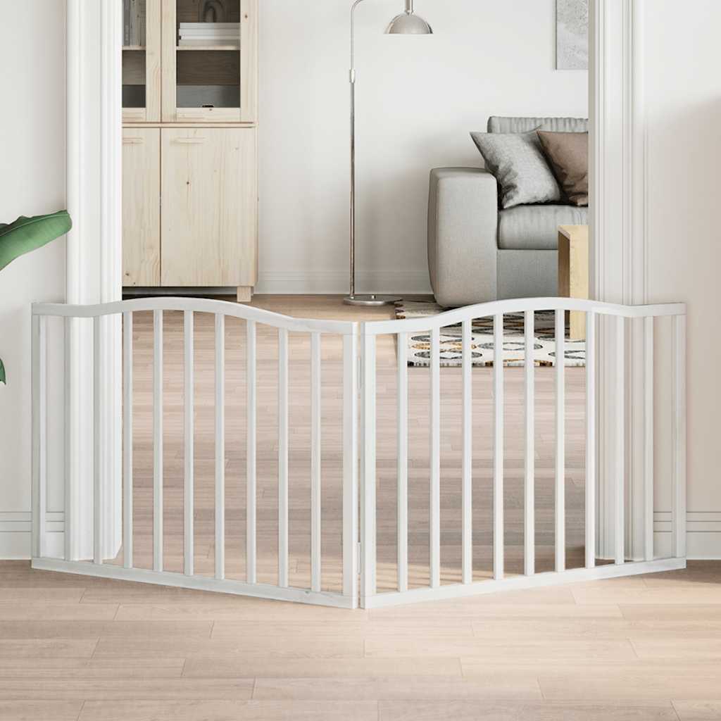 6-Tlg. Hundetor Mit Tür Faltbar 300 Cm Pappelholz