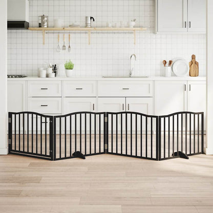 6-Tlg. Hundetor Mit Tür Faltbar 300 Cm Pappelholz