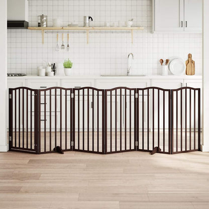 6-Tlg. Hundetor Mit Tür Faltbar 300 Cm Pappelholz