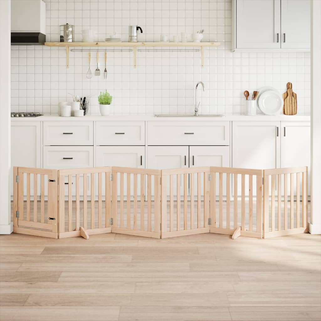 Hundegitter Mit Tür Faltbar 6 Paneele 300 Cm Pappelholz