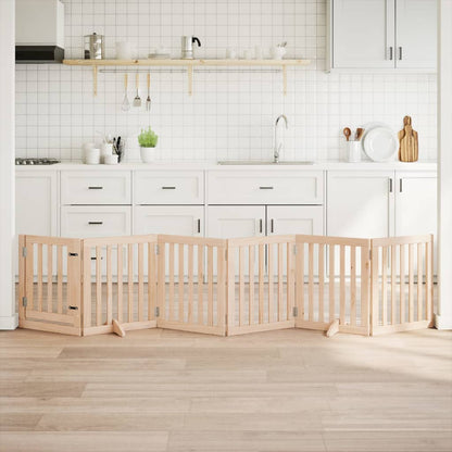 Hundegitter Mit Tür Faltbar 6 Paneele 300 Cm Pappelholz