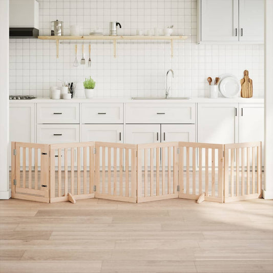 Hundegitter Mit Tür Faltbar 6 Paneele 300 Cm Pappelholz