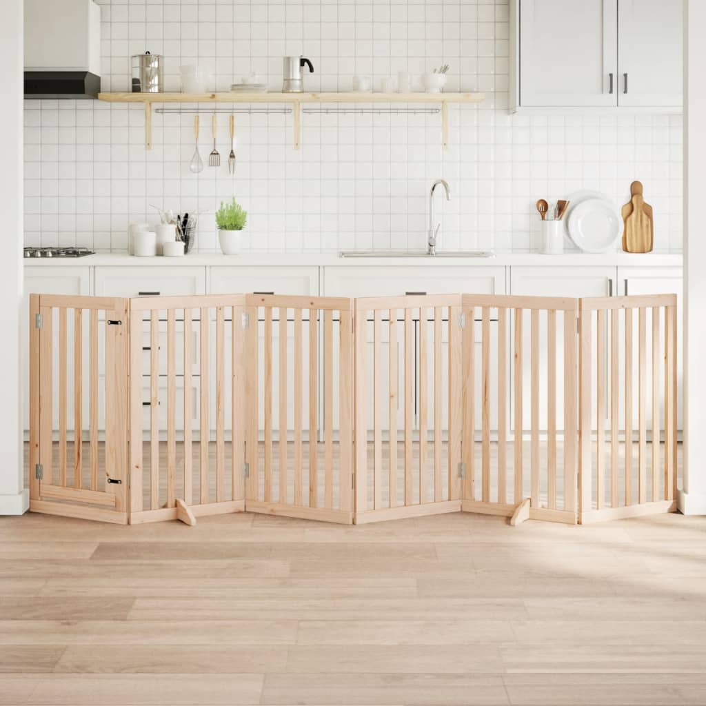 Hundegitter Mit Tür Faltbar 6 Paneele 300 Cm Pappelholz