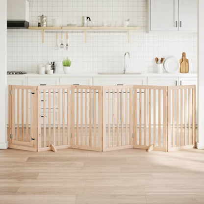 Hundegitter Mit Tür Faltbar 6 Paneele 300 Cm Pappelholz