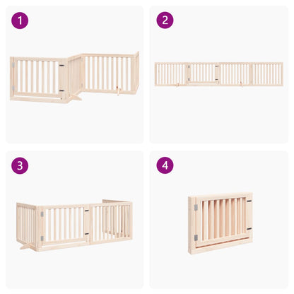 Hundegitter Mit Tür Faltbar 4 Paneele 320 Cm Pappelholz