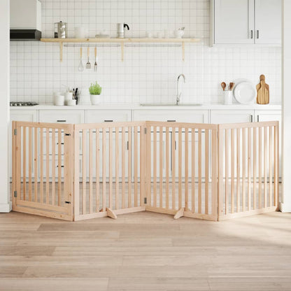 4-Tlg. Hundetor Mit Tür Faltbar 320 Cm Pappelholz