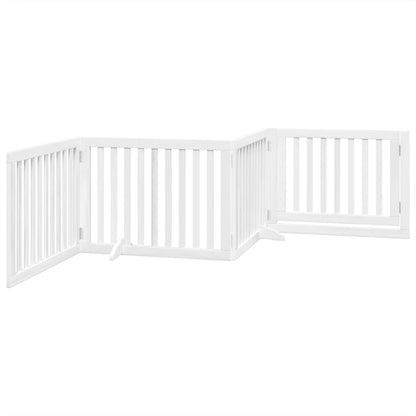 4-Tlg. Hundetor Mit Tür Faltbar 320 Cm Pappelholz