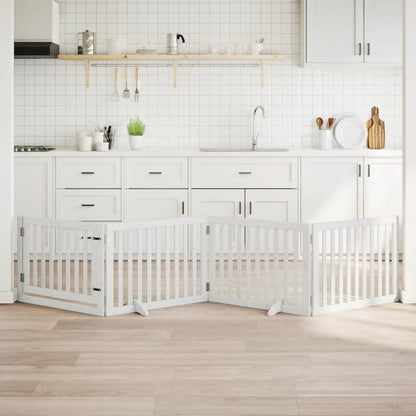 4-Tlg. Hundetor Mit Tür Faltbar 320 Cm Pappelholz