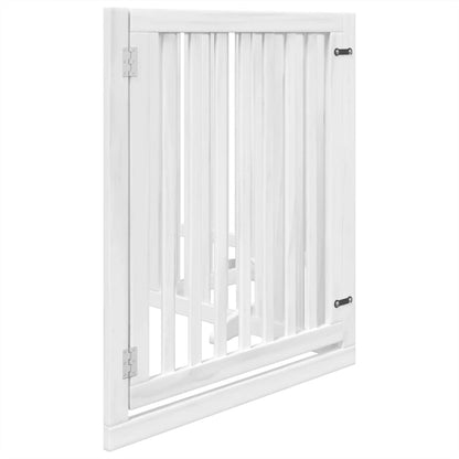 4-Tlg. Hundetor Mit Tür Faltbar 320 Cm Pappelholz