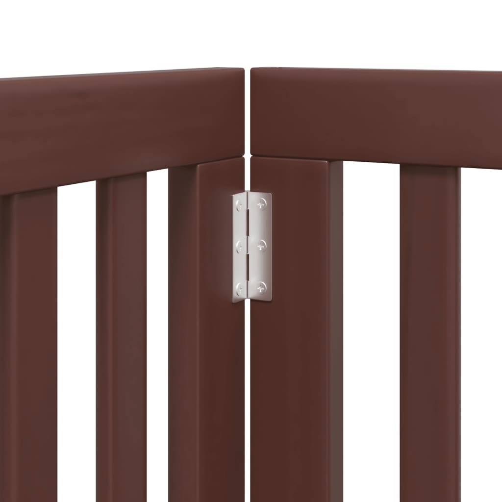 6-Tlg. Hundetor Mit Tür Faltbar 300 Cm Pappelholz