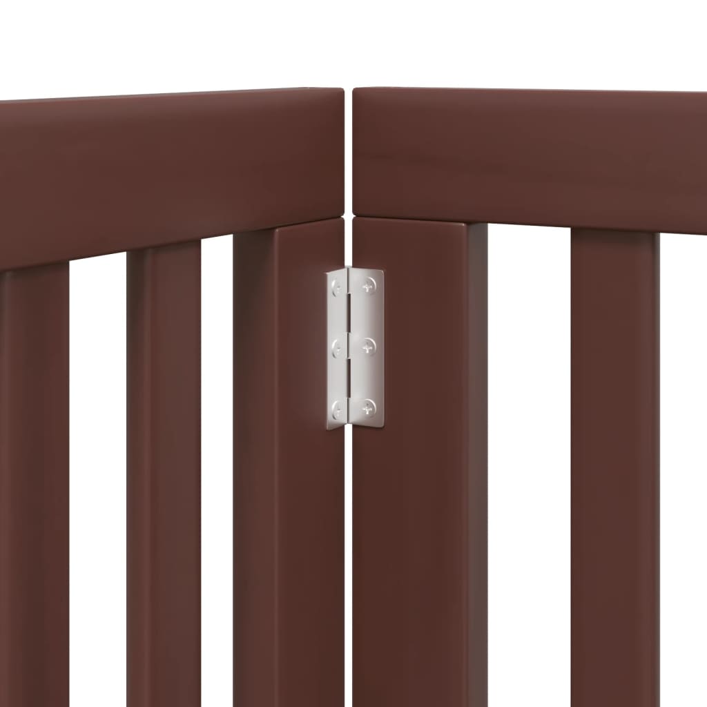 6-Tlg. Hundetor Mit Tür Faltbar 300 Cm Pappelholz