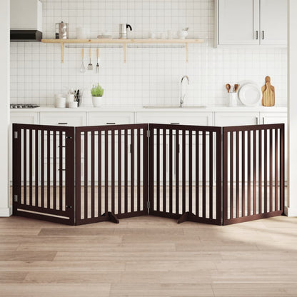 4-Tlg. Hundetor Mit Tür Faltbar 320 Cm Pappelholz