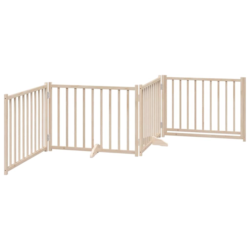 4-Tlg. Hundetor Mit Tür Faltbar 320 Cm Massivholz Tanne