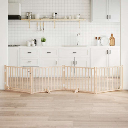 4-Tlg. Hundetor Mit Tür Faltbar 320 Cm Massivholz Tanne