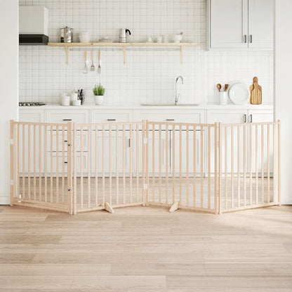 Hundegitter Mit Tür Faltbar 4 Paneele 320 Cm Massivholz Tanne