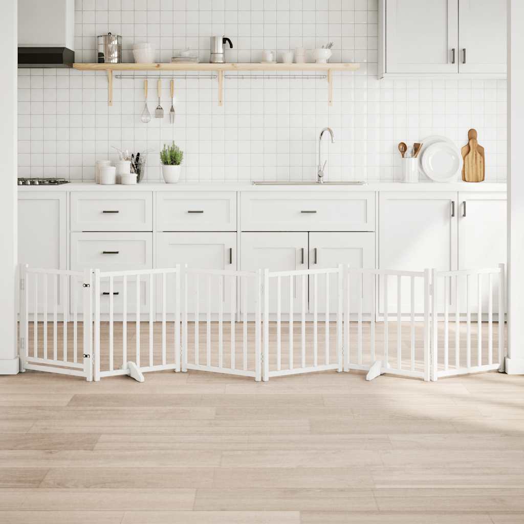 6-Tlg. Hundetor Mit Tür Faltbar 300 Cm Massivholz Tanne