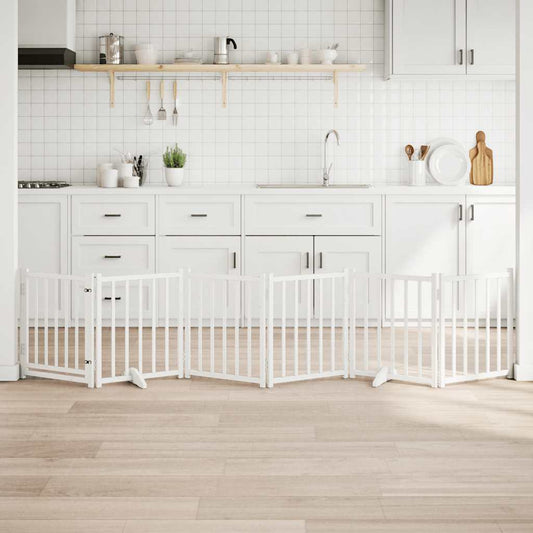 6-Tlg. Hundetor Mit Tür Faltbar 300 Cm Massivholz Tanne