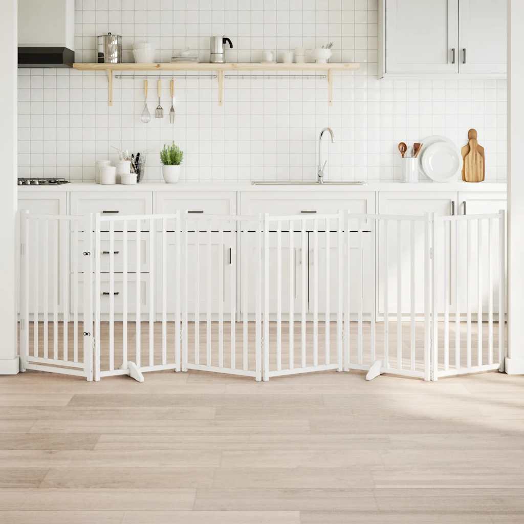 6-Tlg. Hundetor Mit Tür Faltbar 300 Cm Massivholz Tanne