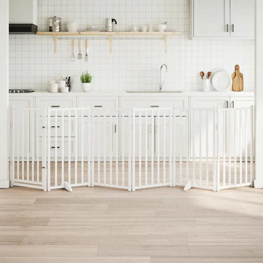 6-Tlg. Hundetor Mit Tür Faltbar 300 Cm Massivholz Tanne