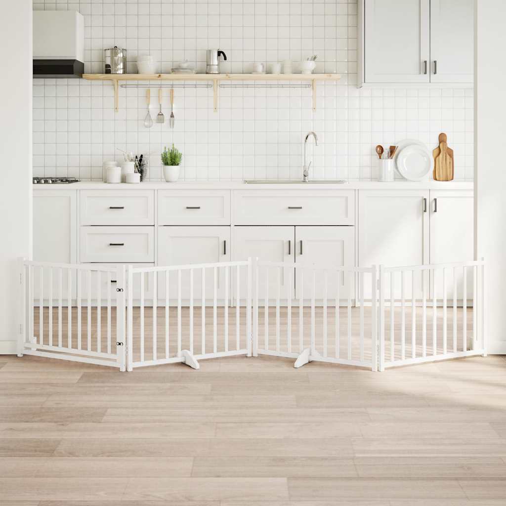 4-Tlg. Hundetor Mit Tür Faltbar 320 Cm Massivholz Tanne