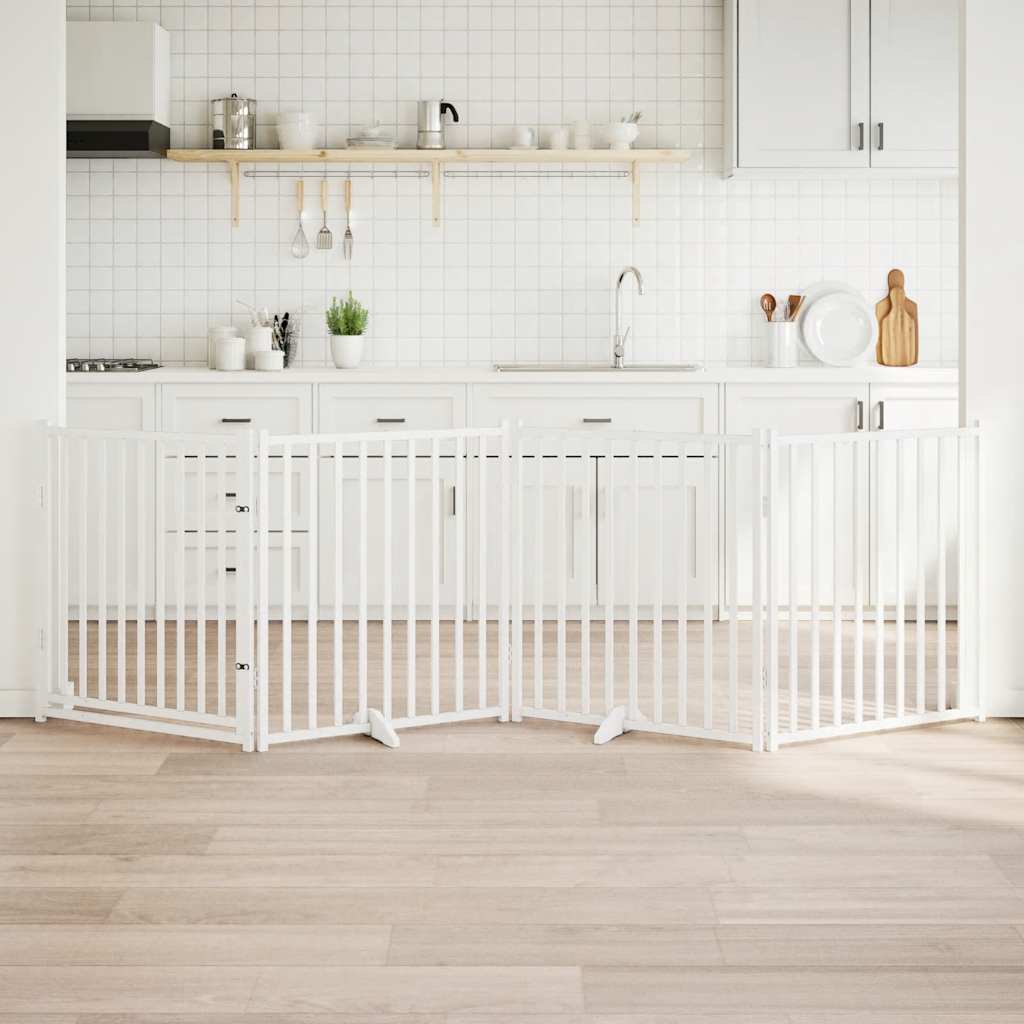 4-Tlg. Hundetor Mit Tür Faltbar 320 Cm Massivholz Tanne