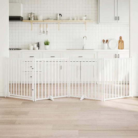 4-Tlg. Hundetor Mit Tür Faltbar 320 Cm Massivholz Tanne