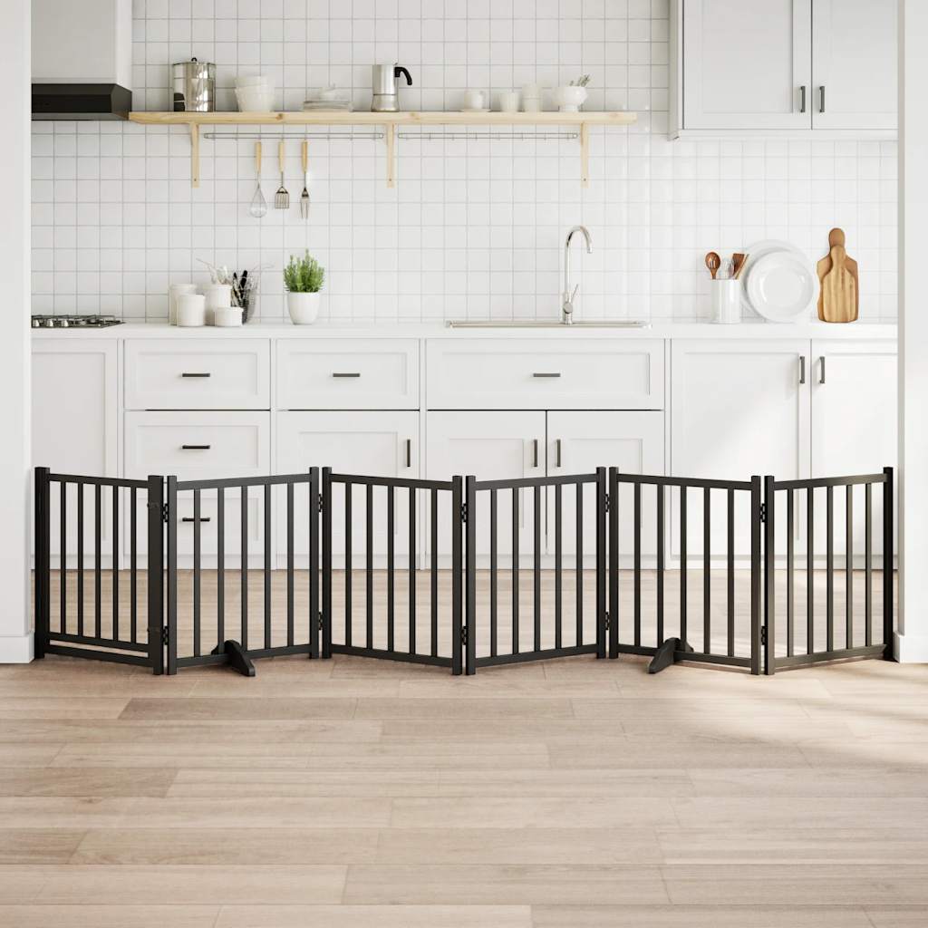 6-Tlg. Hundetor Mit Tür Faltbar 300 Cm Massivholz Tanne