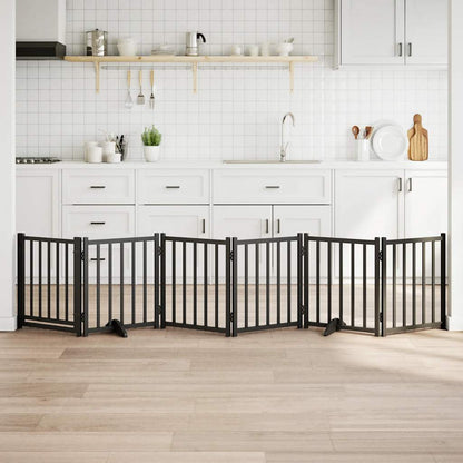 6-Tlg. Hundetor Mit Tür Faltbar 300 Cm Massivholz Tanne