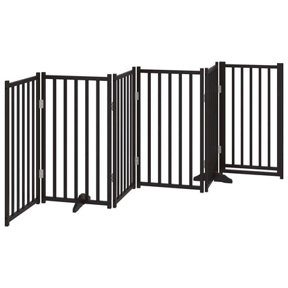 6-Tlg. Hundetor Mit Tür Faltbar 300 Cm Massivholz Tanne