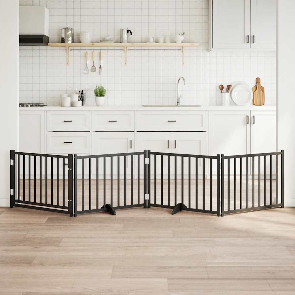 4-Tlg. Hundetor Mit Tür Faltbar 320 Cm Massivholz Tanne