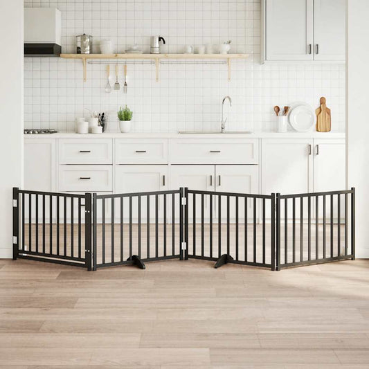 4-Tlg. Hundetor Mit Tür Faltbar 320 Cm Massivholz Tanne