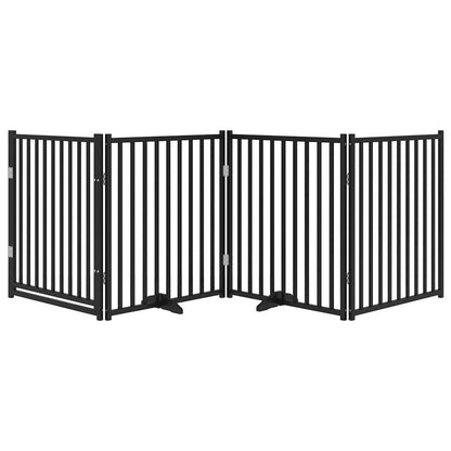 4-Tlg. Hundetor Mit Tür Faltbar 320 Cm Massivholz Tanne